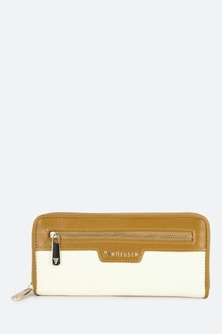 off white solid formal leather women wallet