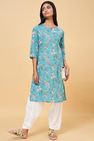 off white solid full length casual women regular fit salwar