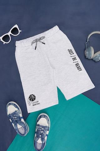 off white solid knee length  casual boys regular fit shorts