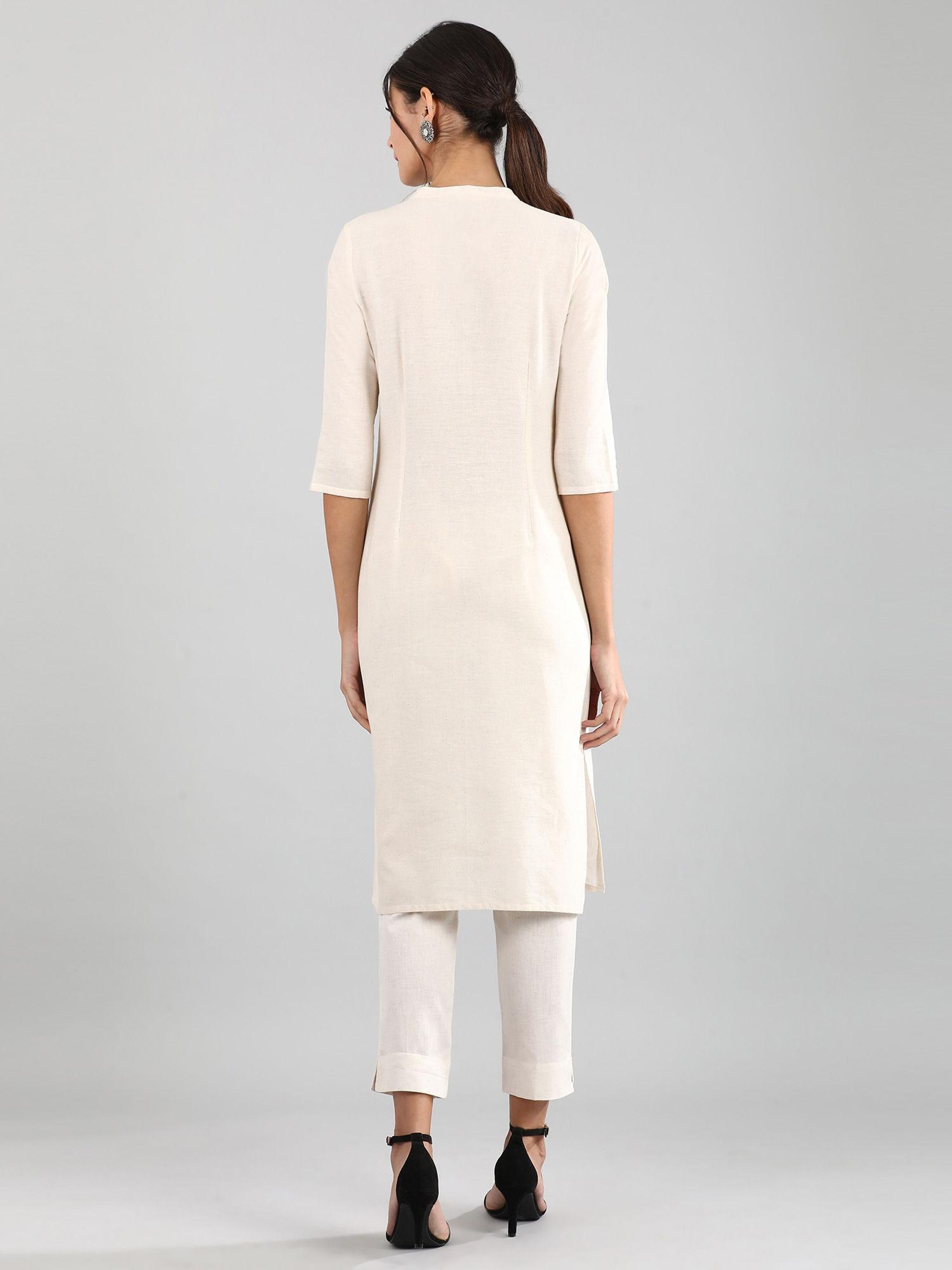 off white solid kurta