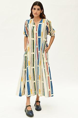 off-white stripe block printed dress