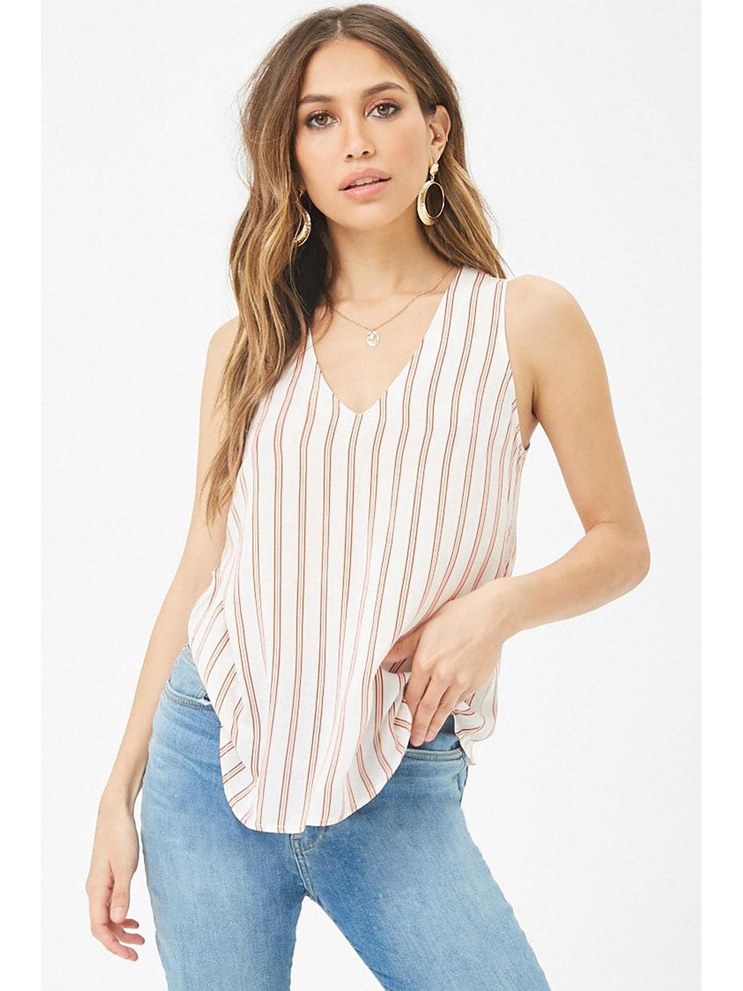 off white striped v-neck top