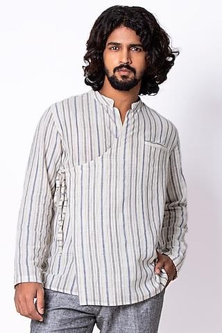 off-white striped wrap shirt