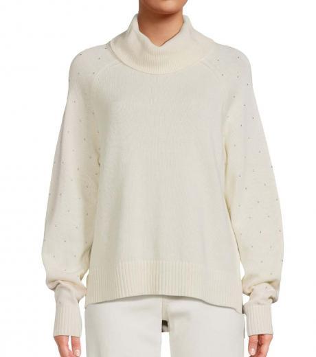 off white studded turtleneck sweater
