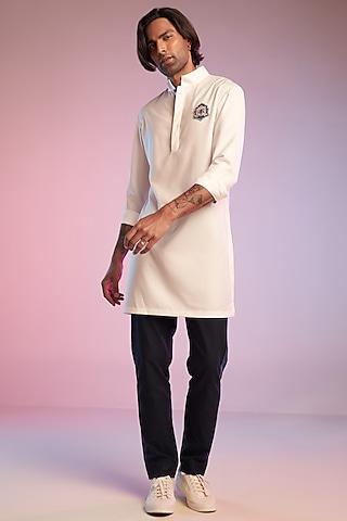 off-white suiting fabric kurta