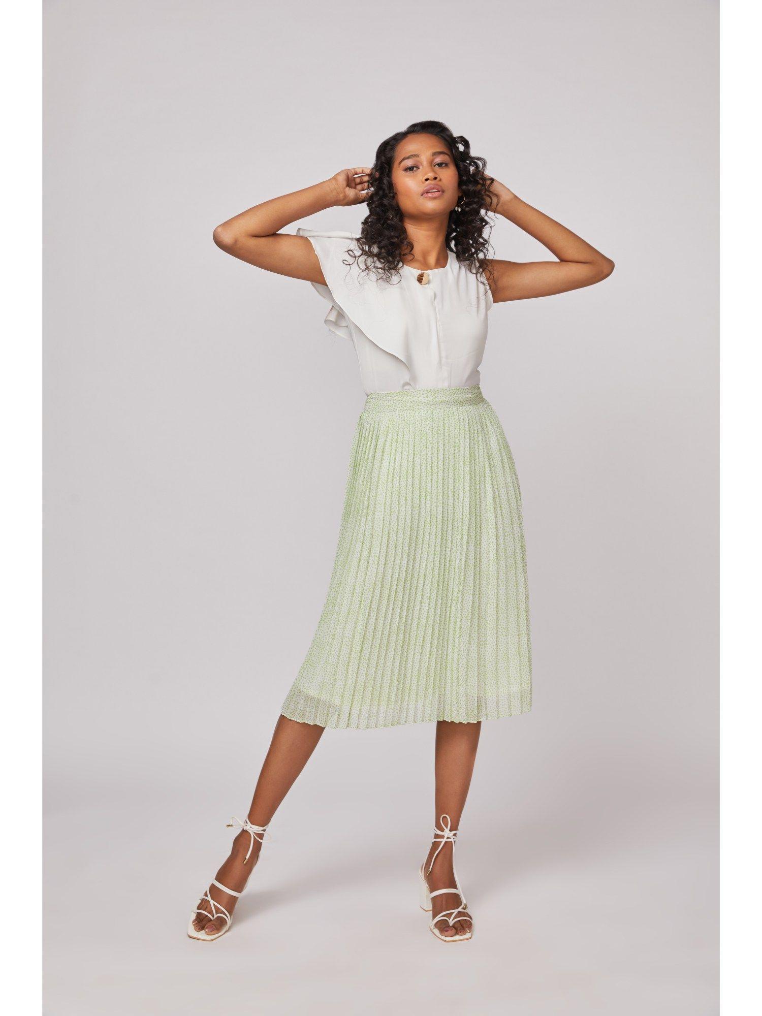 off white sunray pleat flared skirt