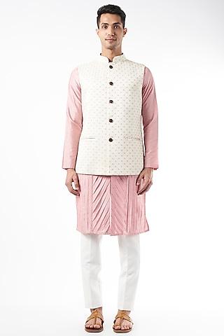 off-white textured nehru jacket