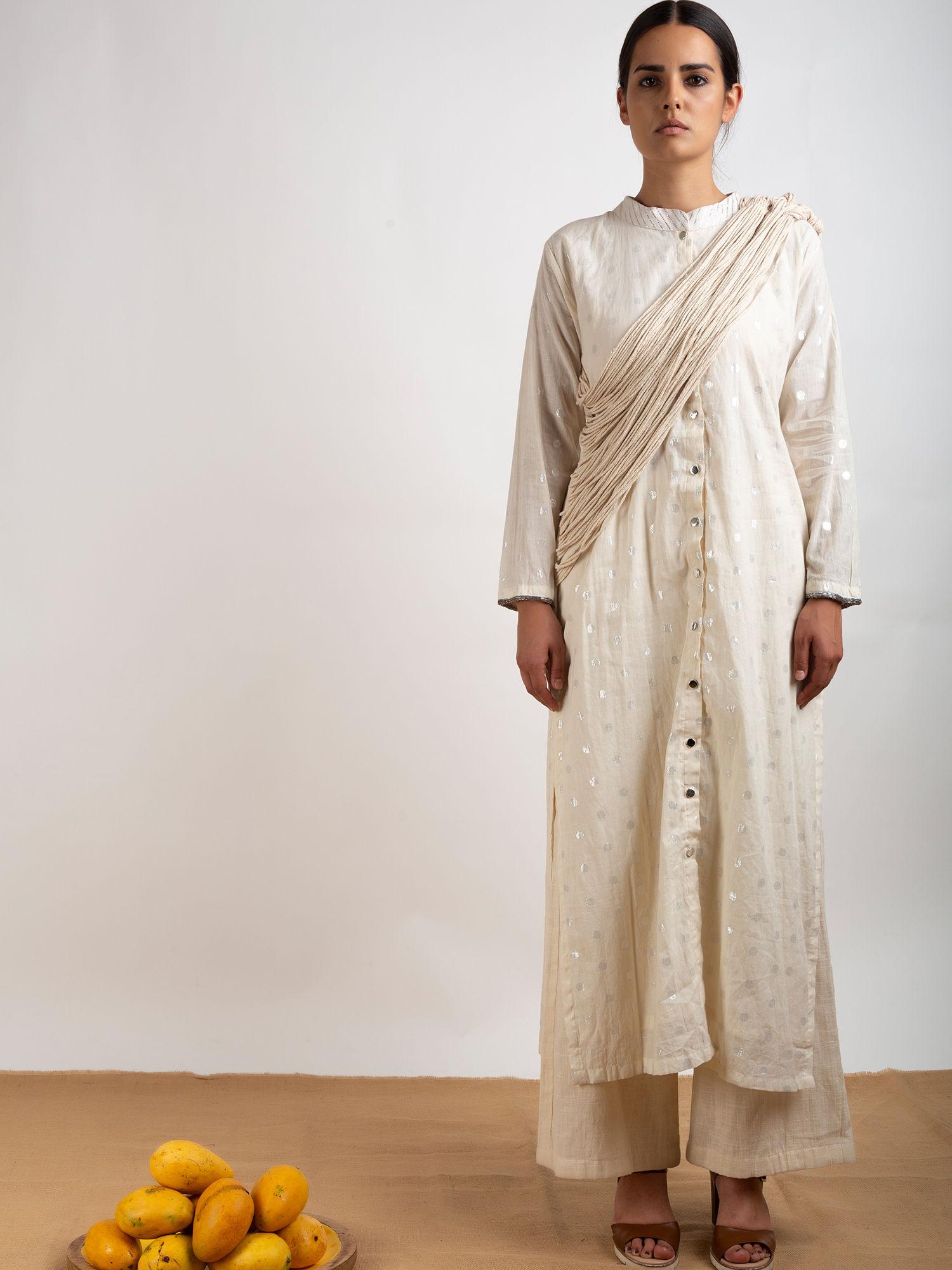 off white tribal twist kurta - customisable