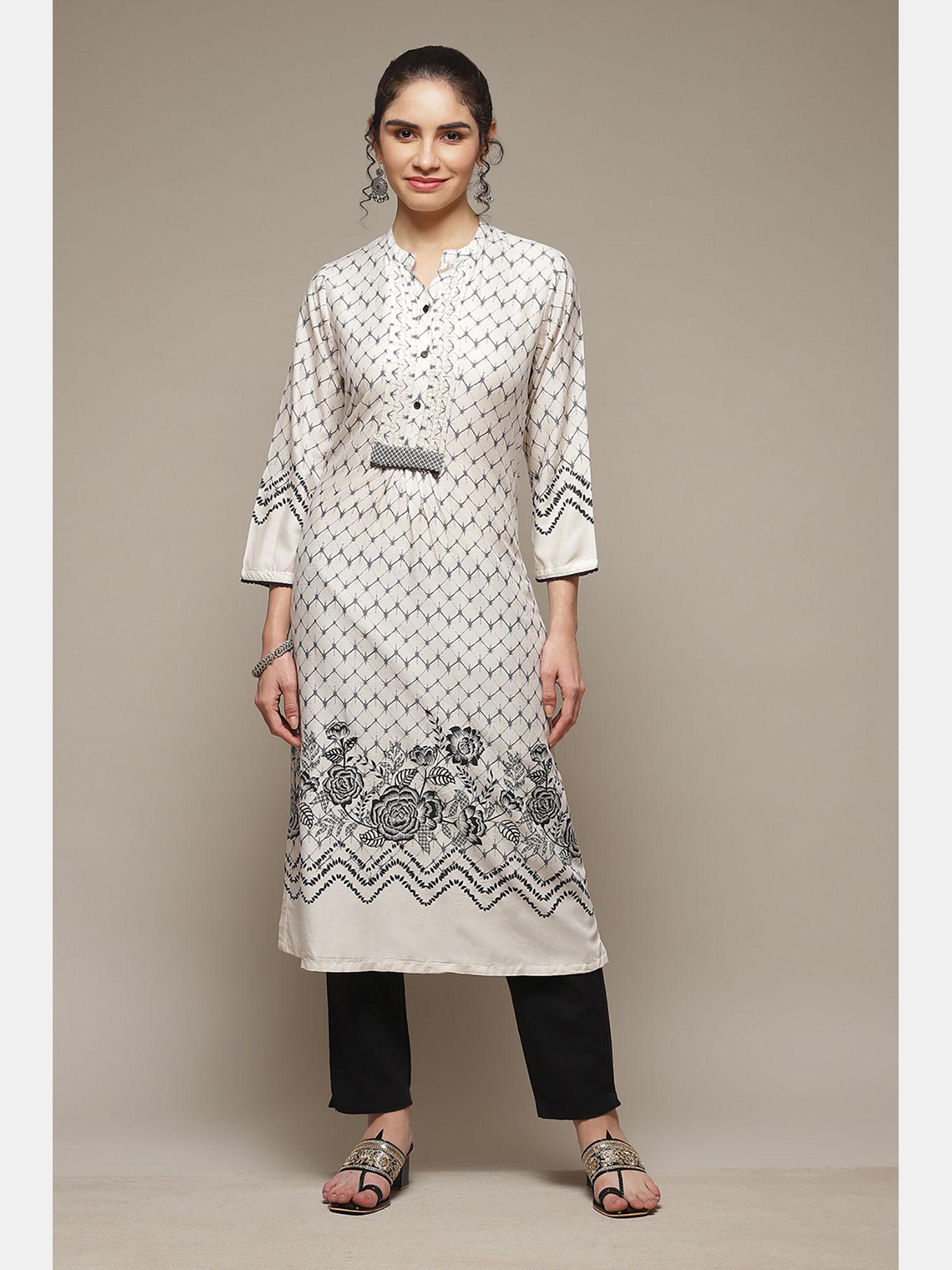 off white viscose straight kurta