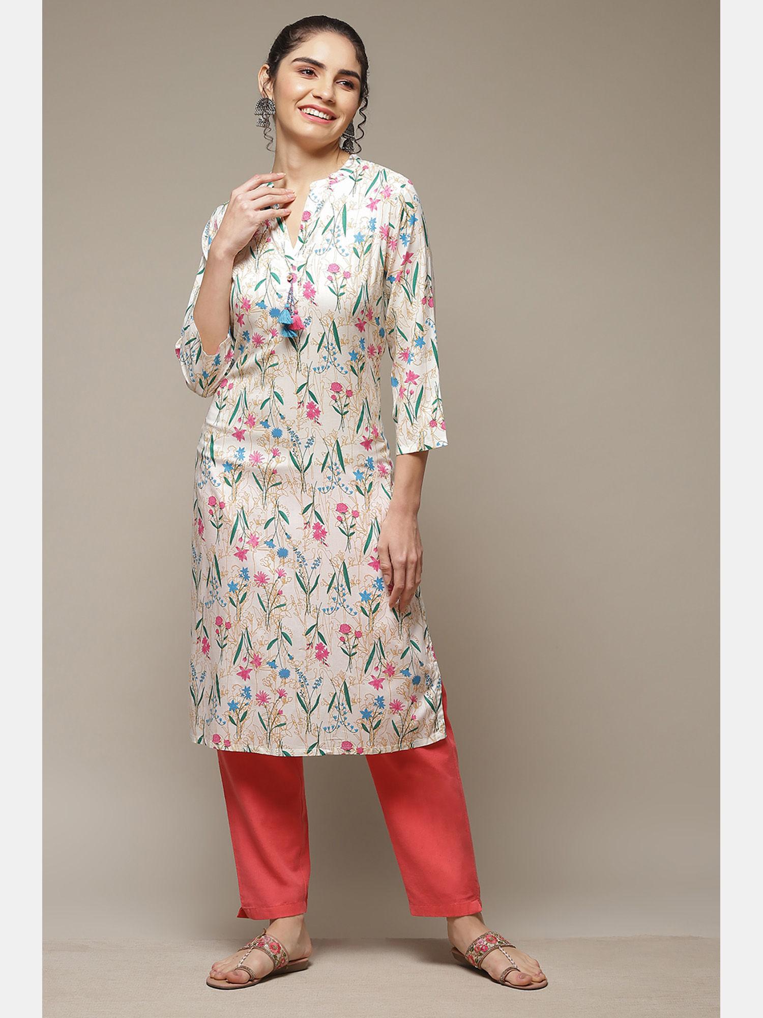 off white viscose straight kurta