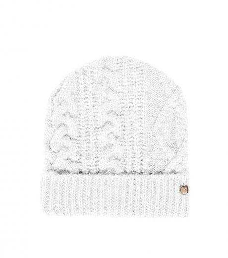 off white woven beanie hat