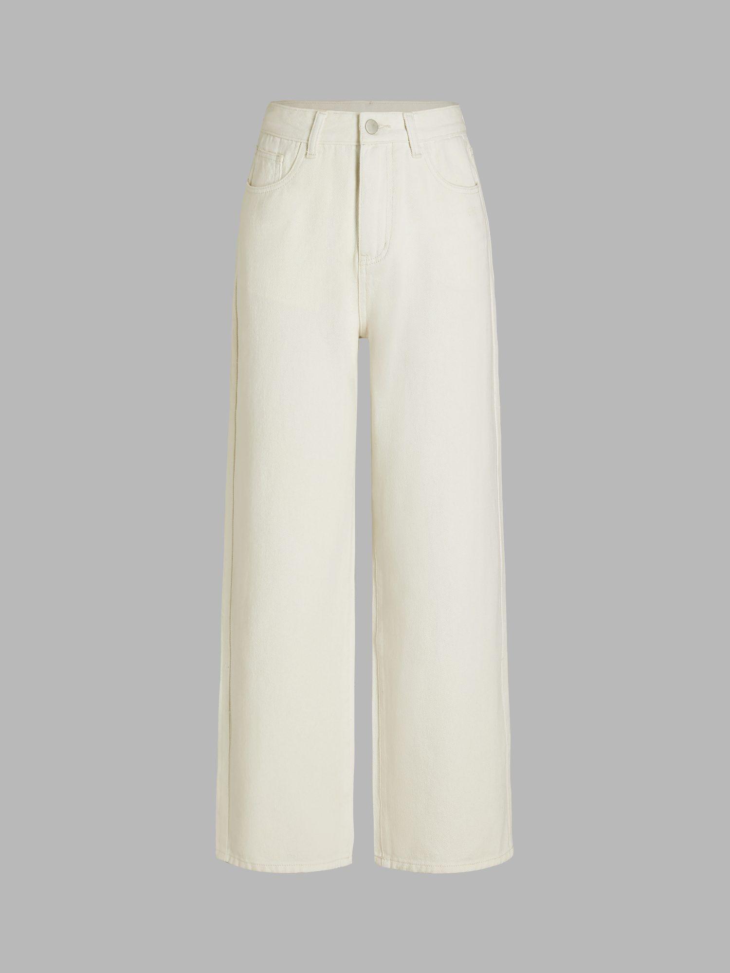 off white yoney denim solid straight leg jeans