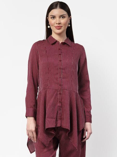 office & you maroon striped shirt
