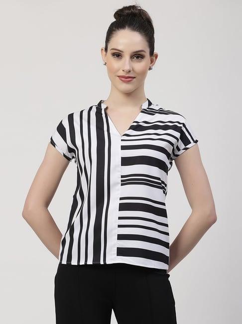 office & you black & white striped top