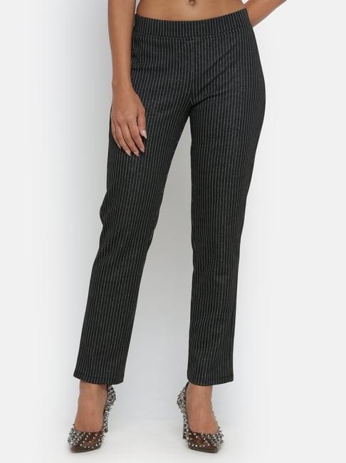office & you black striped trousers