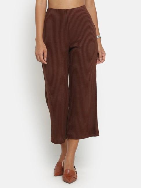 office & you brown mid rise palazzos