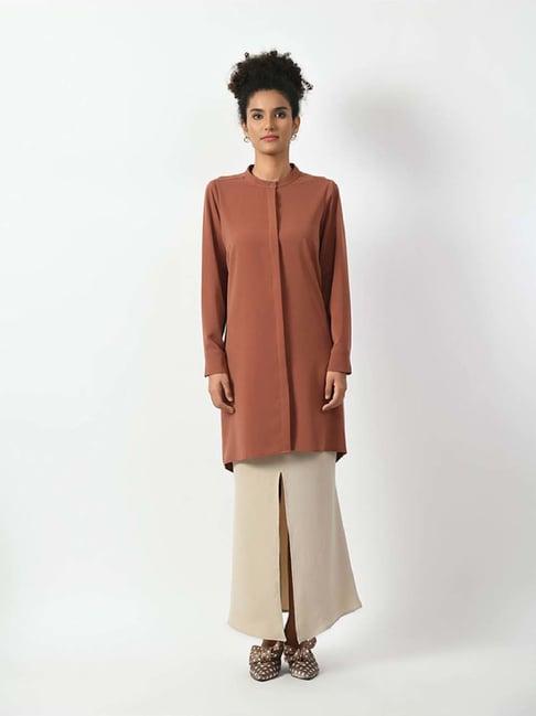 office & you brown plain tunic