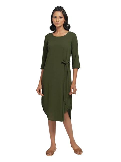 office & you green flare fit tunic with tie knot