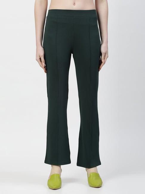 office & you green relaxed fit mid rise trousers