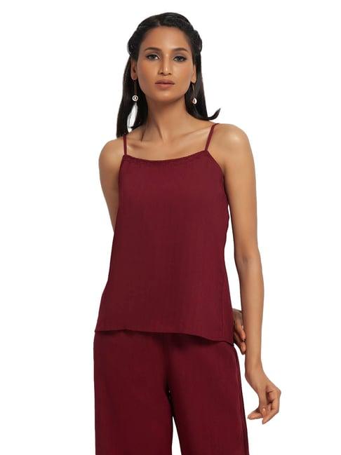 office & you maroon straight fit spaghetti top