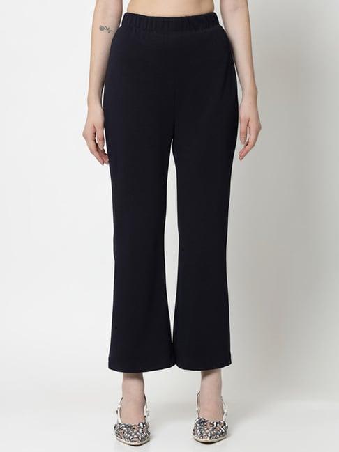 office & you navy regular fit mid rise trousers