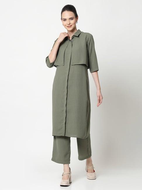 office & you olive striped tunic