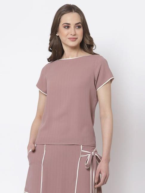 office & you pink boat neck top