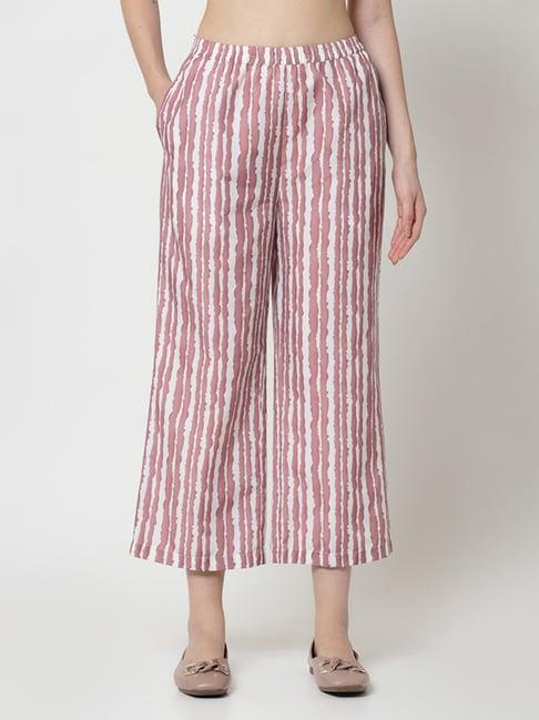 office & you pink striped regular fit mid rise palazzos