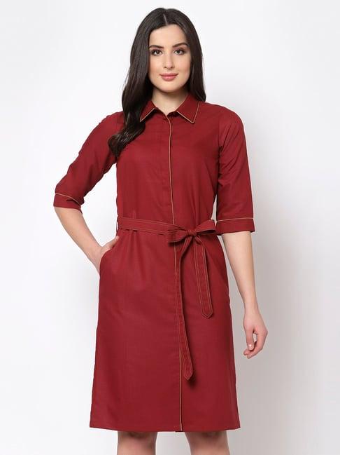 office & you red midi shirt dress