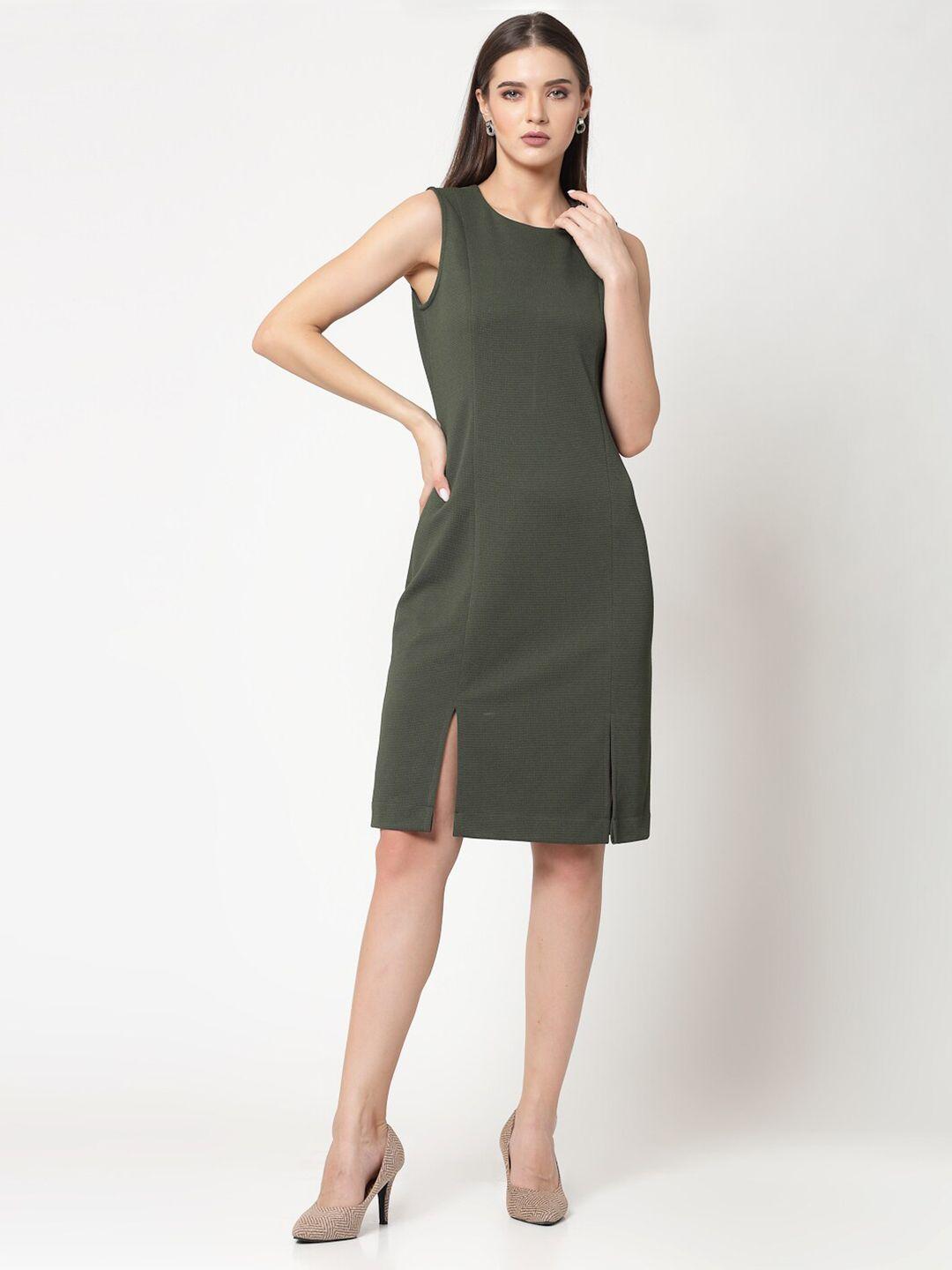 office & you round neck sleeveless sheath dress