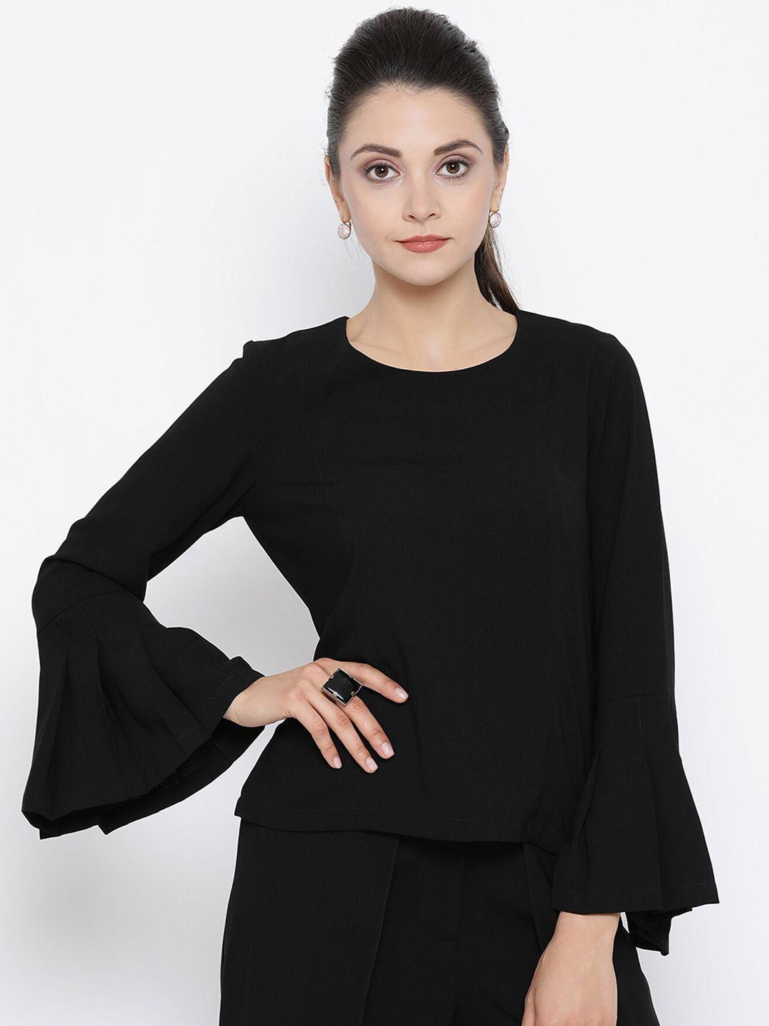 office & you women black solid top