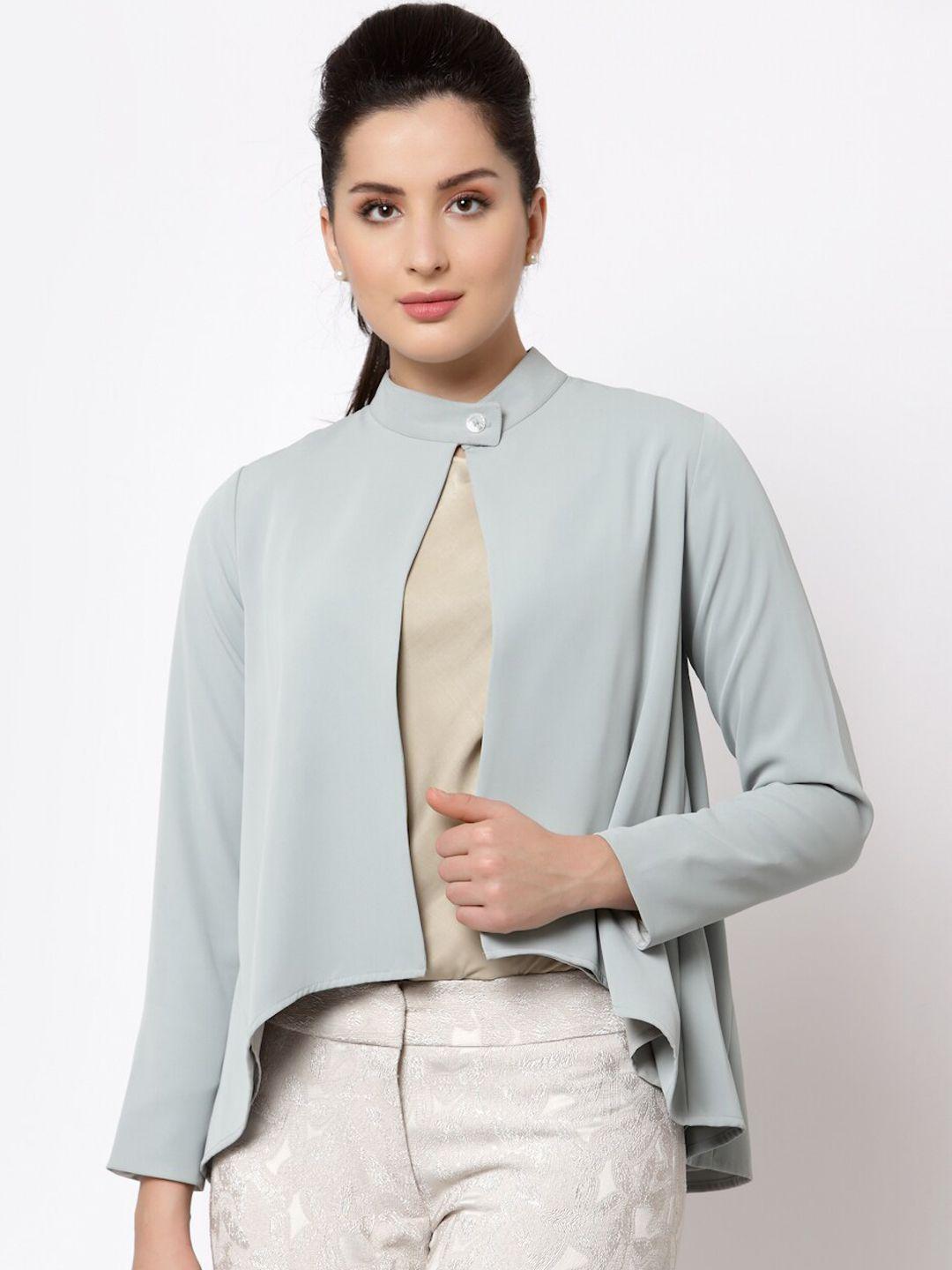 office & you women long sleeves high-low button shrug