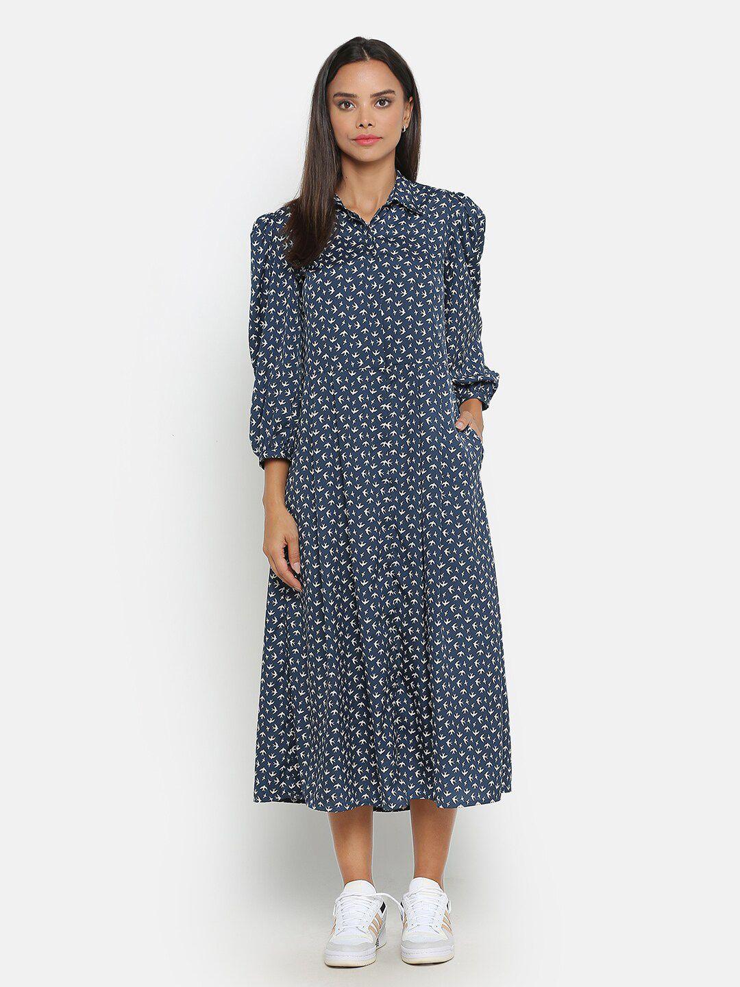 office & you women printed cotton a-line midi dress