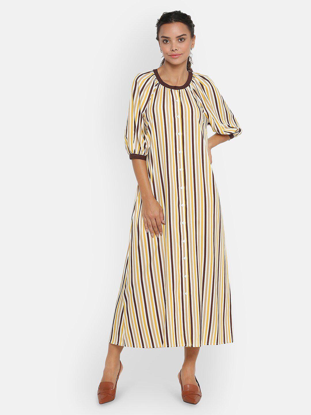 office & you women striped cotton a-line midi dress