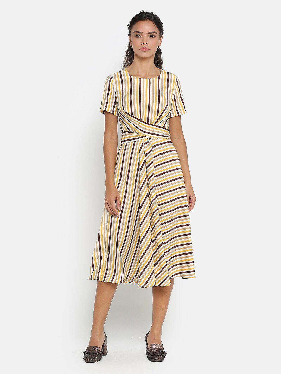 office & you women striped cotton fit & flare dress