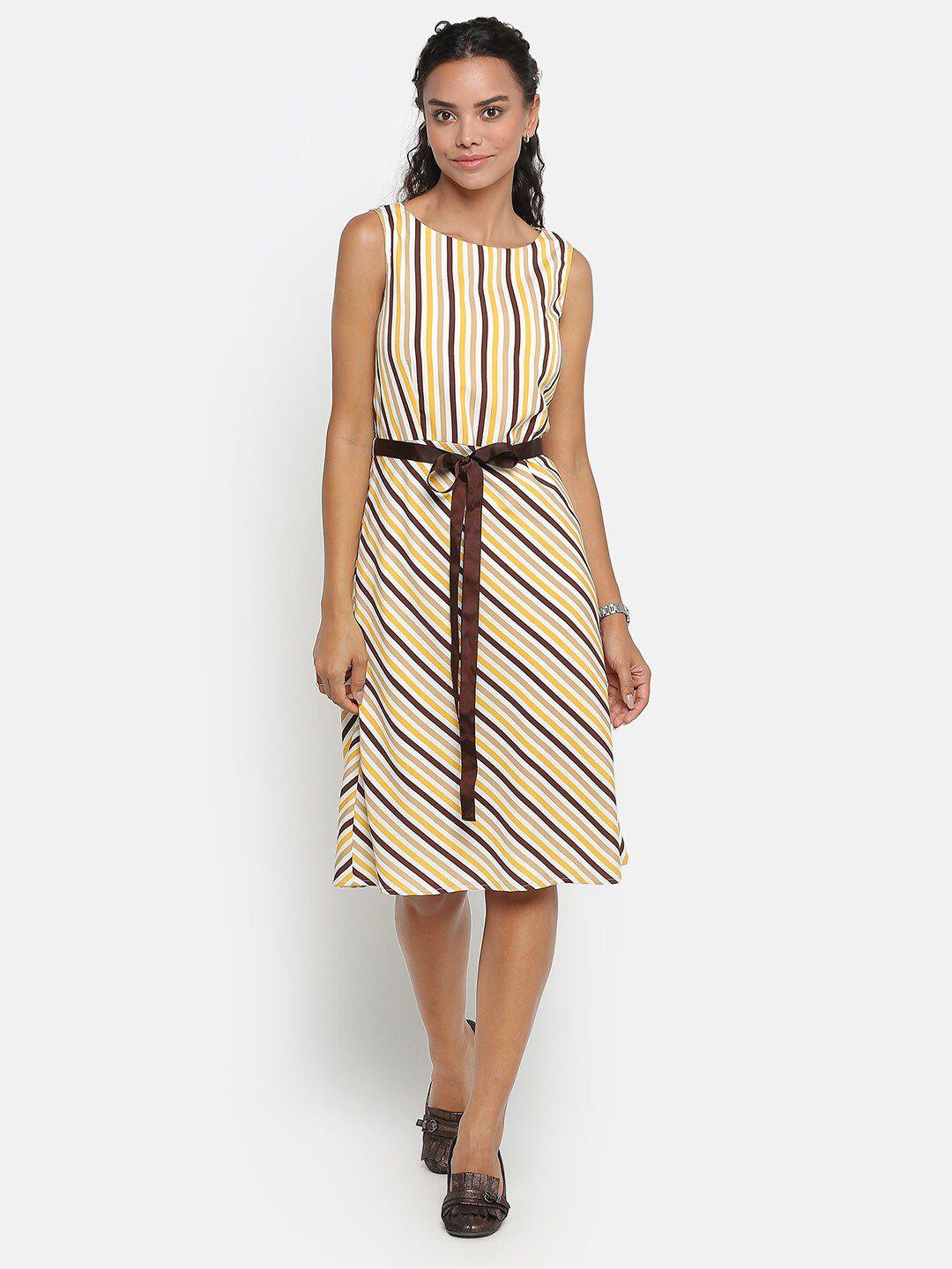 office & you women striped crepe sleeveless a-line dress