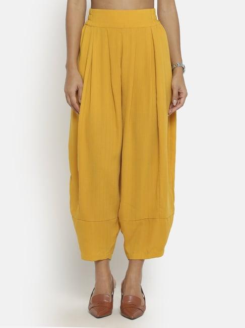 office & you yellow mid rise harem pants