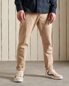 officers flat-front slim chinos with insert pockets