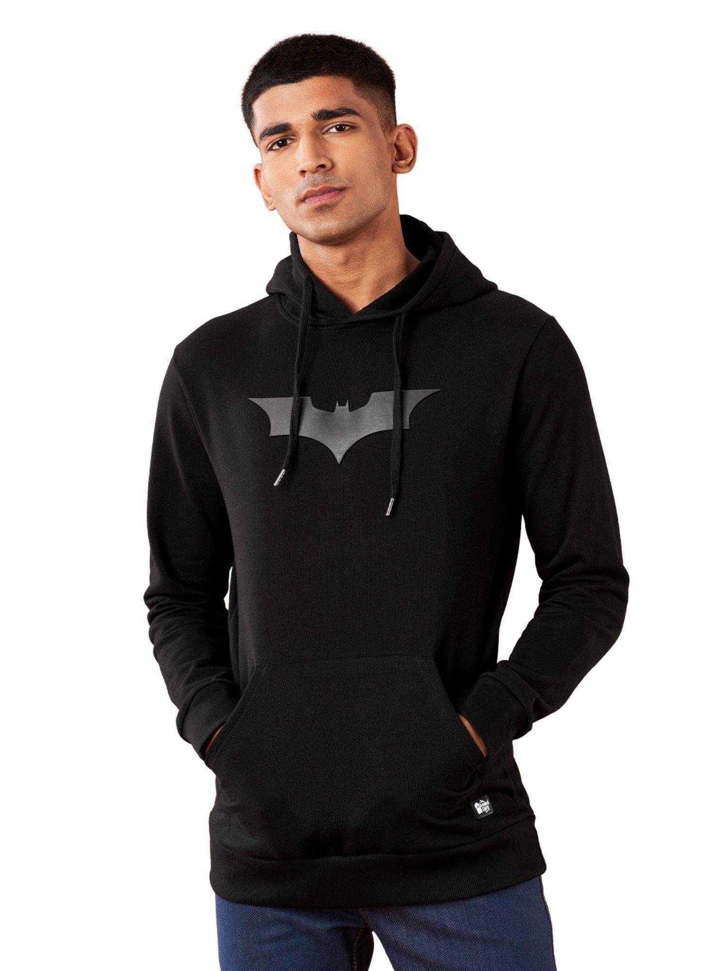 official batman 3d logo black color hoodies for men