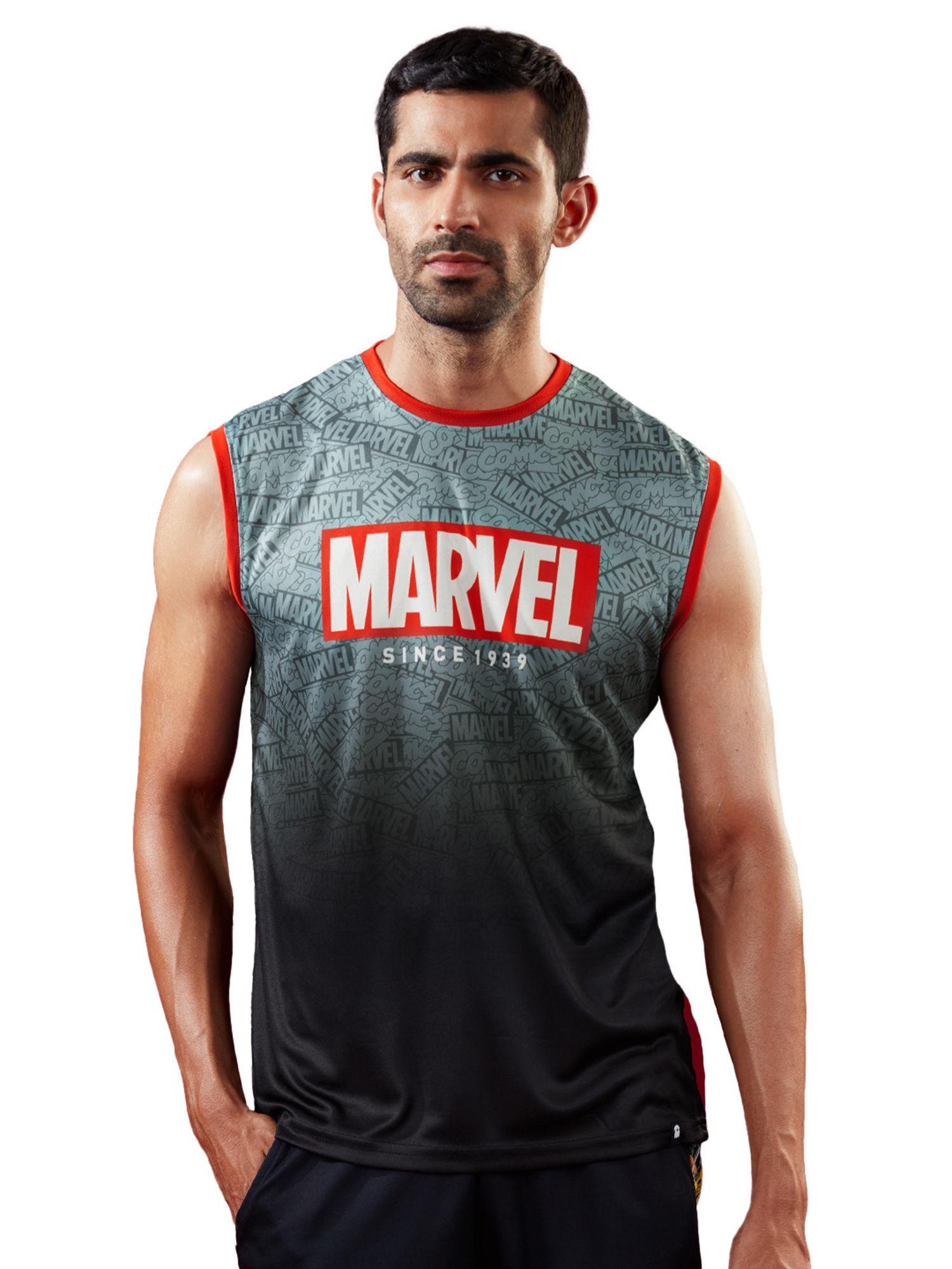 official marvel logo easy fit vests for men grey