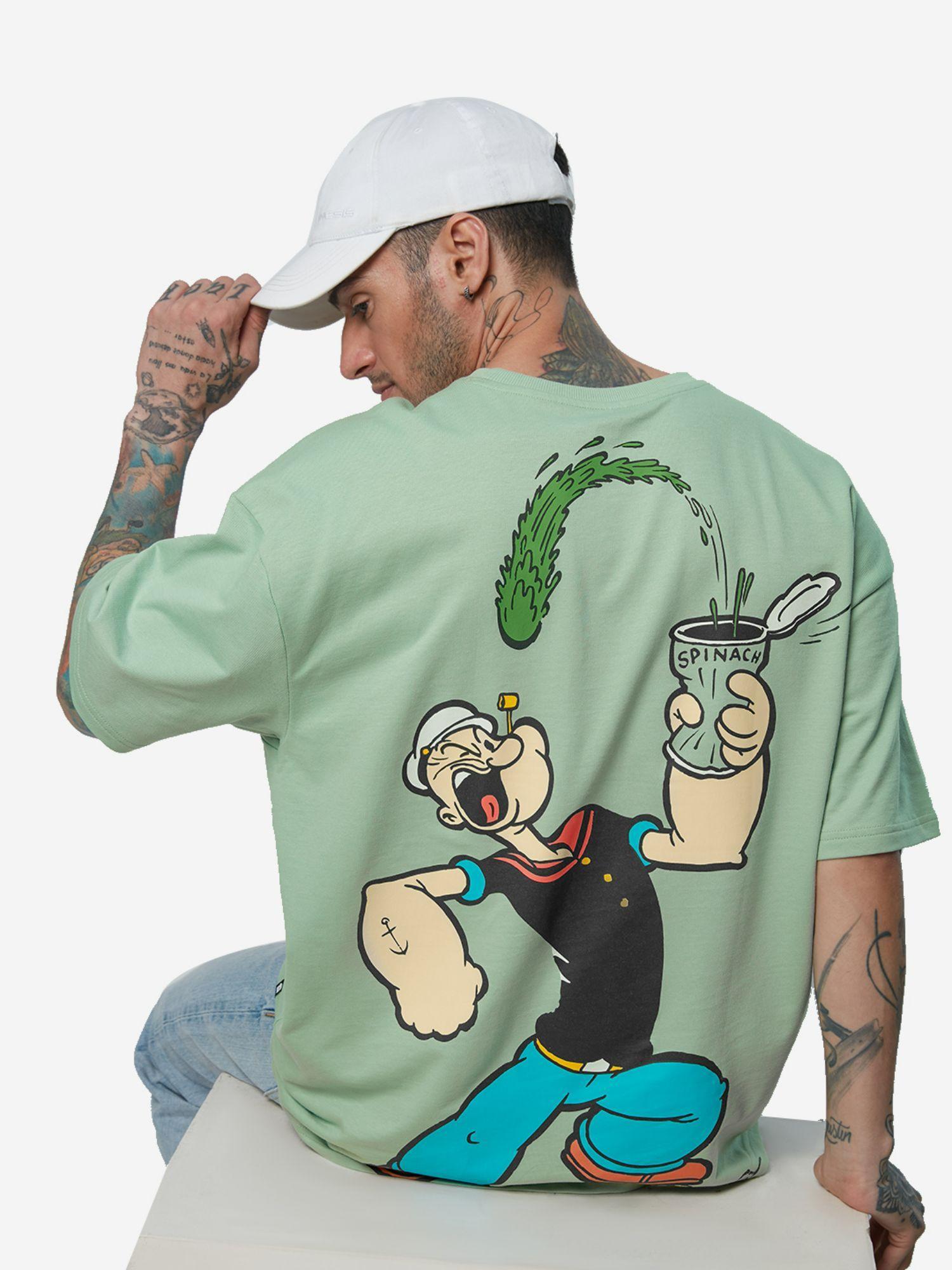 official popeye: spinach power men oversized t-shirts