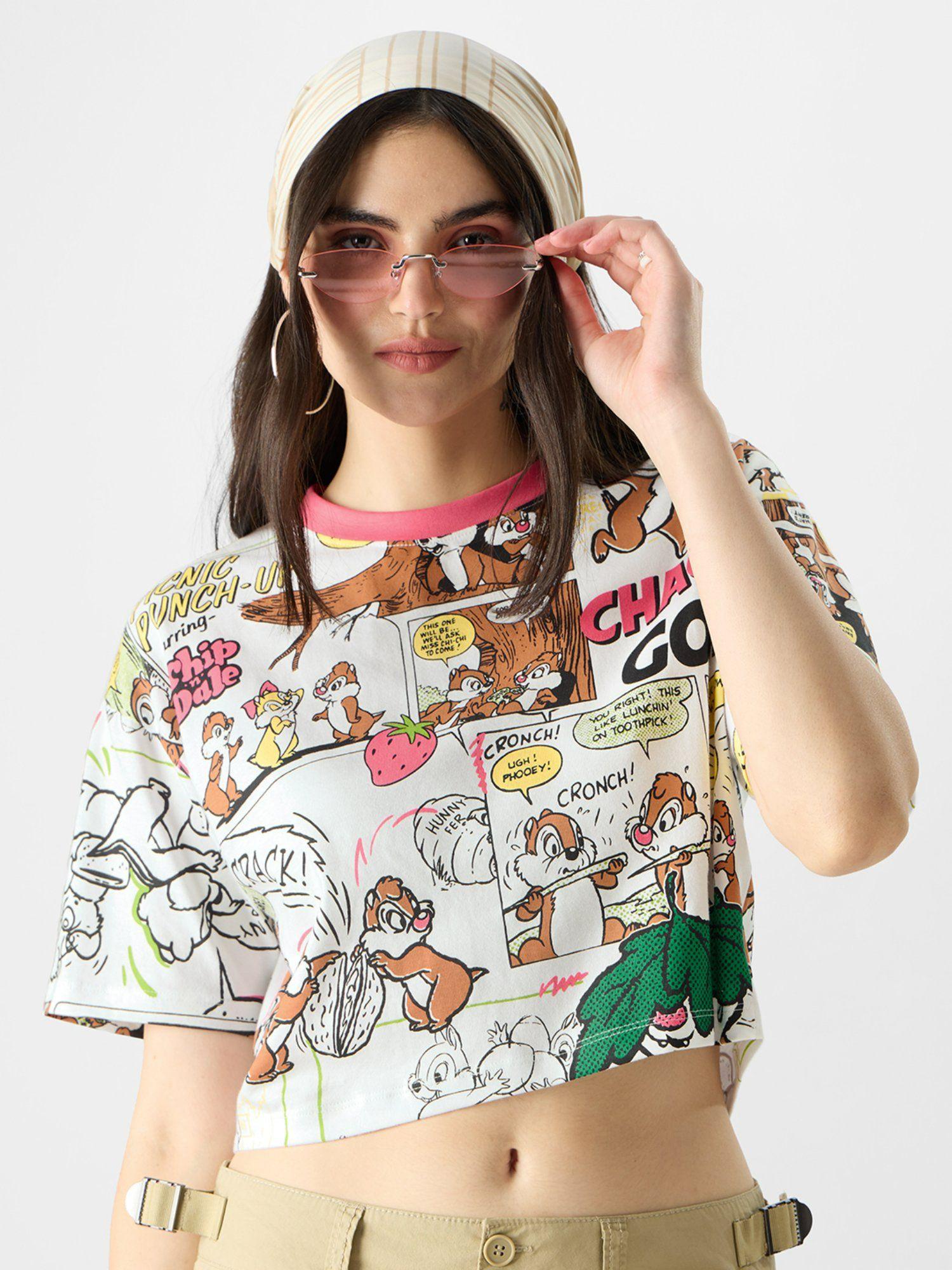 official chip 'n dale: chaotic good women oversized crop top