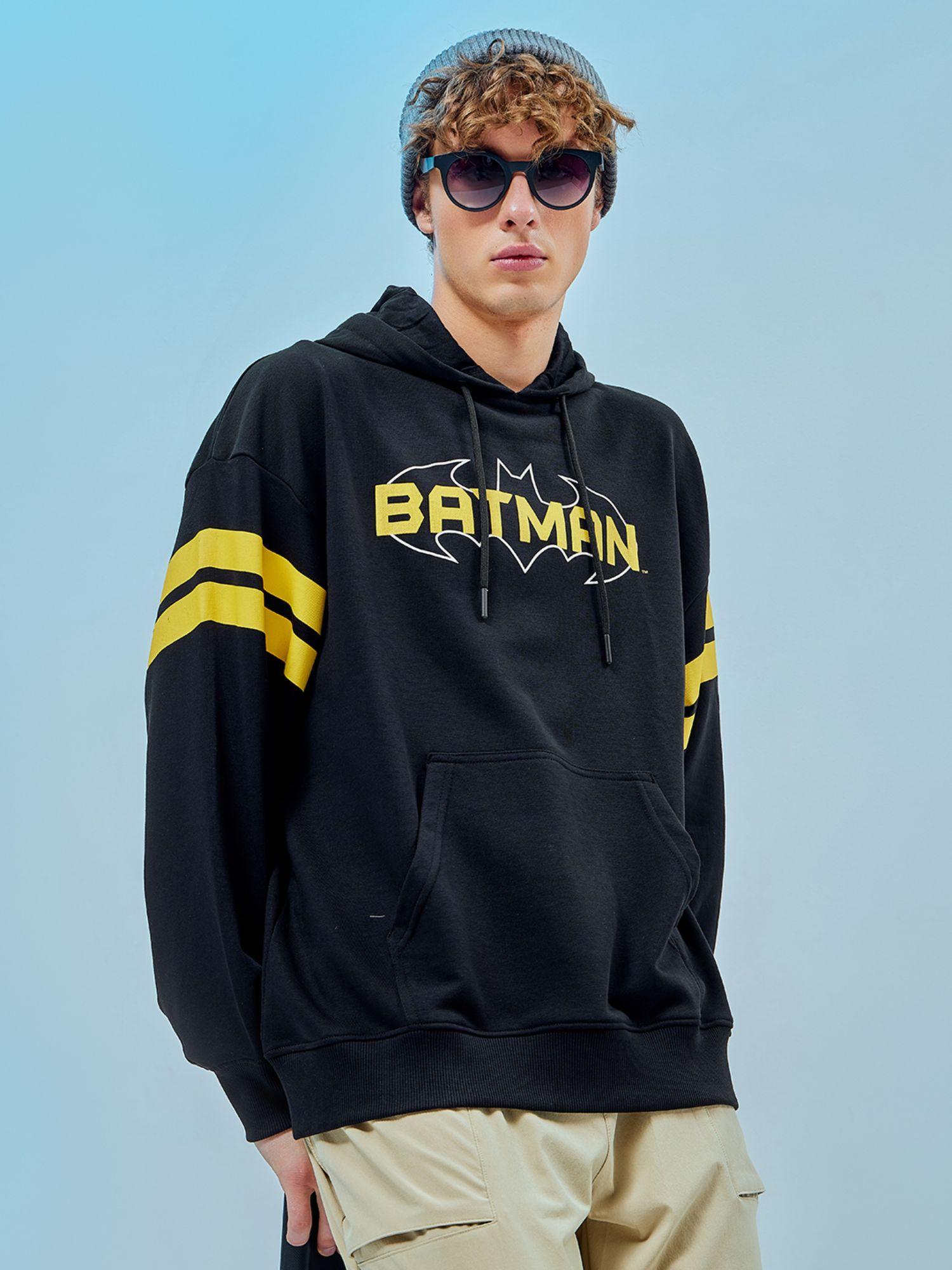 official dc merchandise mens black batman graphic oversized hoodie