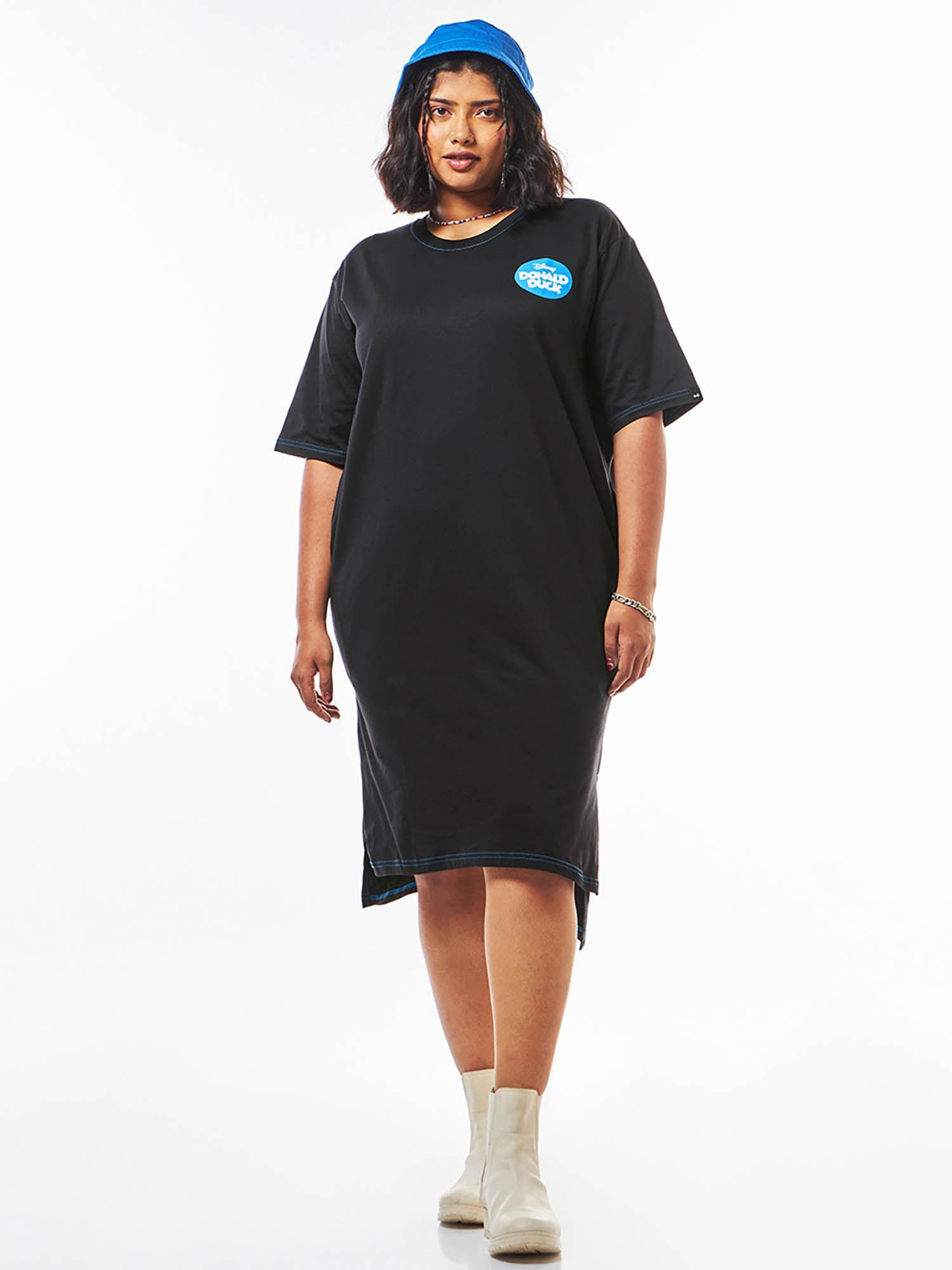 official disney black donald duck graphic oversized plus size t-shirt dress