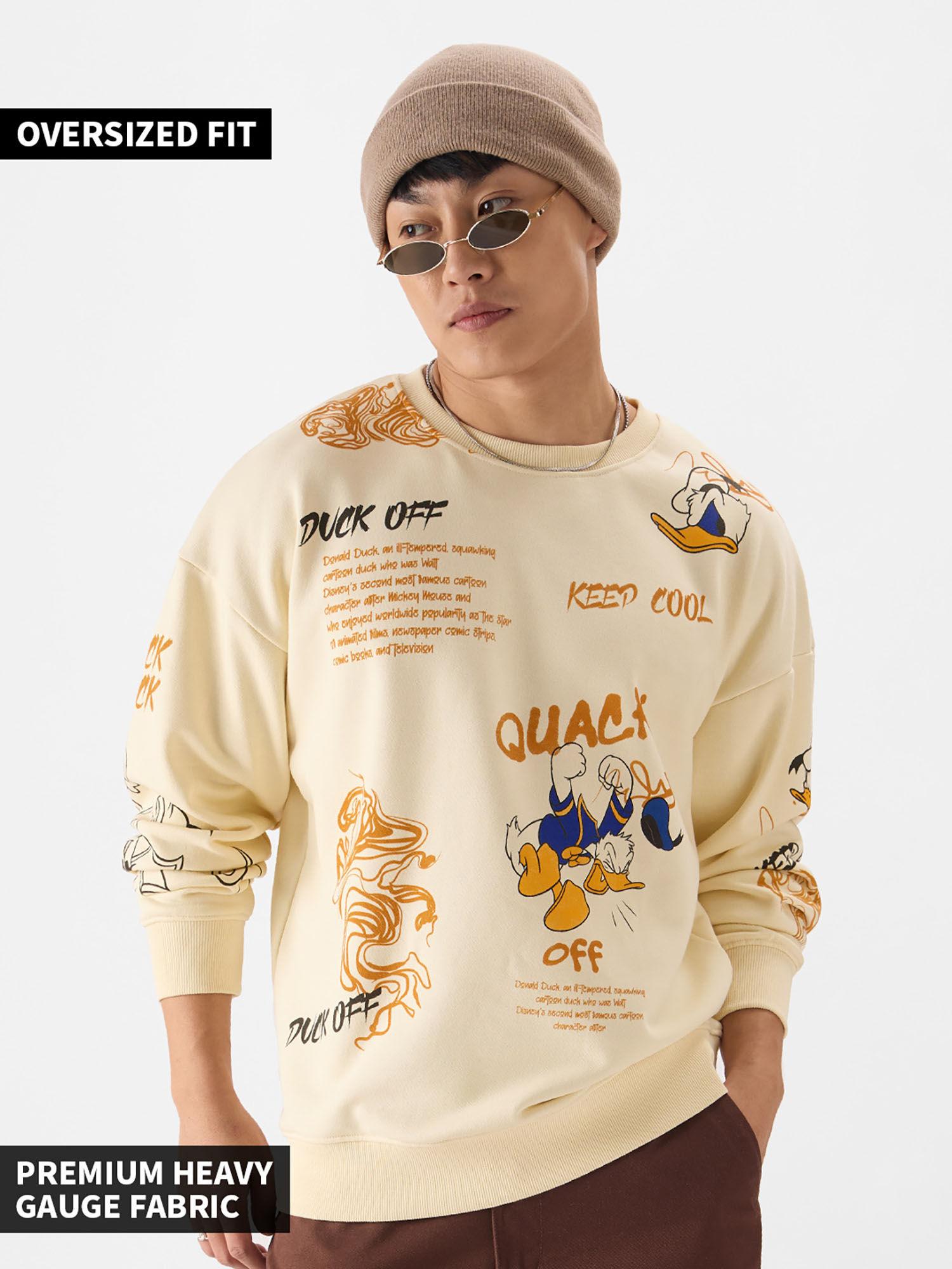 official donald duck: quack beige men oversized sweatshirt