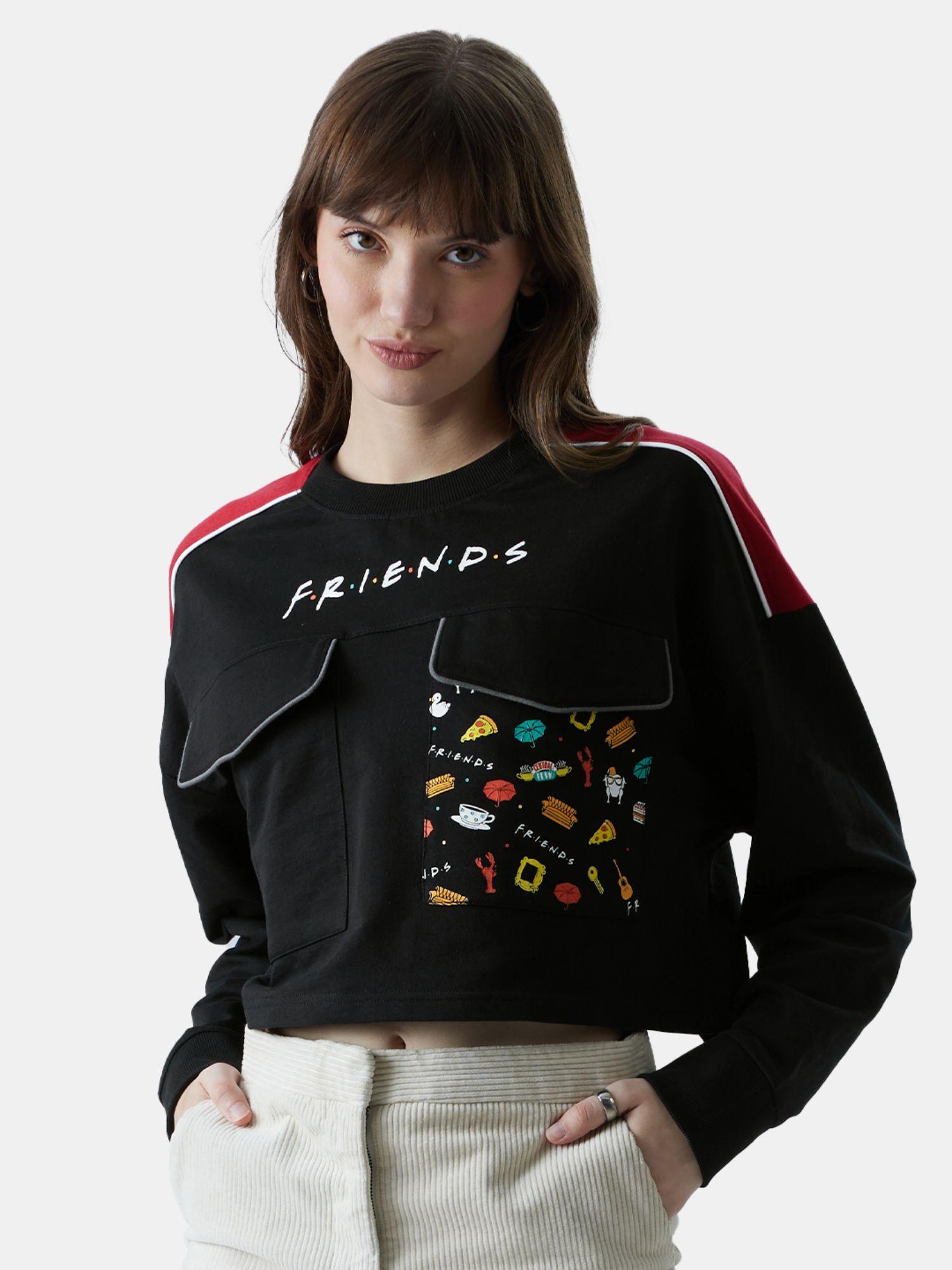 official f.r.i.e.n.d.s: doodle women oversized cropped t-shirt