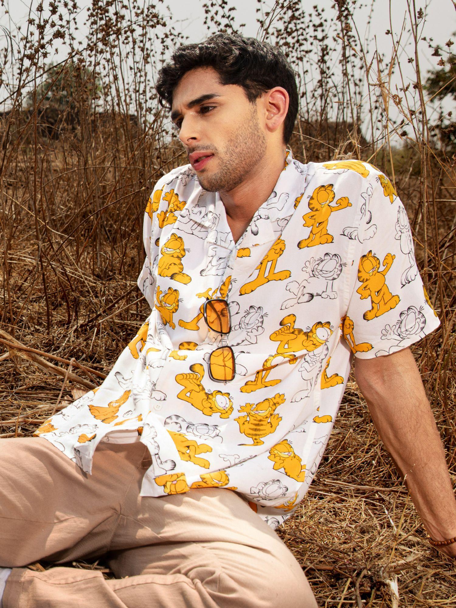 official garfield: made to lounge men holiday shirts