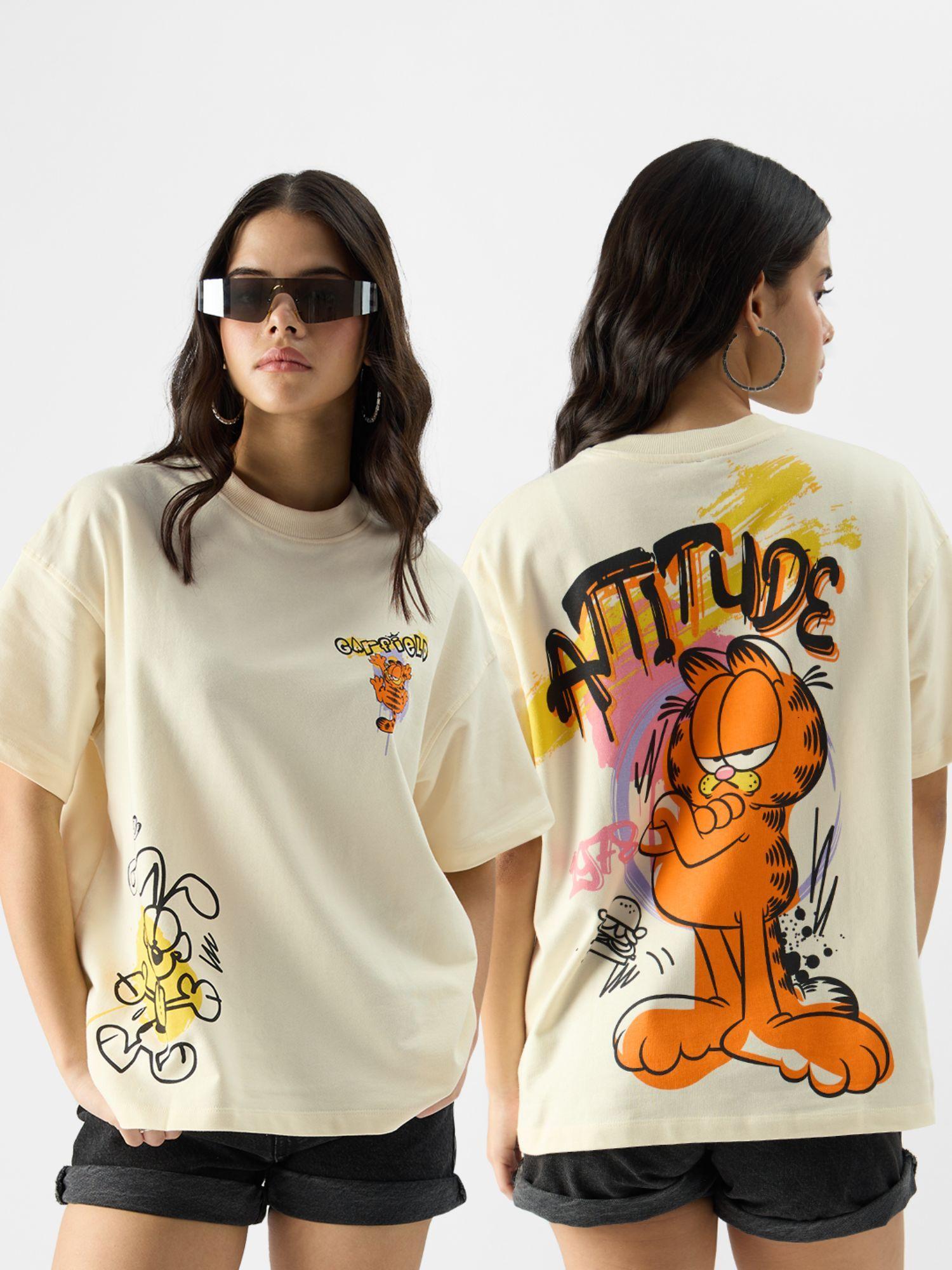 official garfield : attitude women oversized t-shirt off white