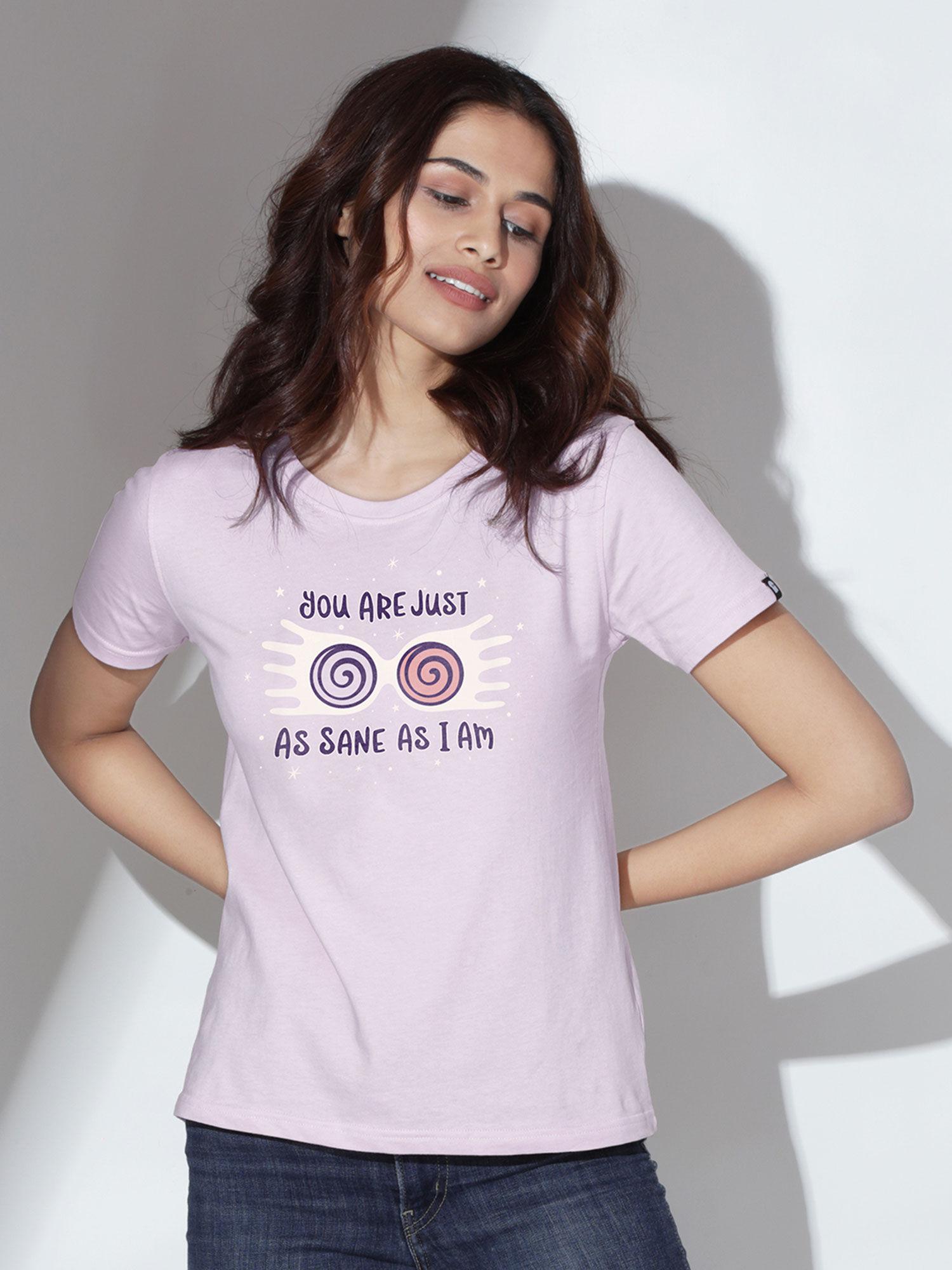 official harry potter: as sane as luna graphic printed lavender t-shirts
