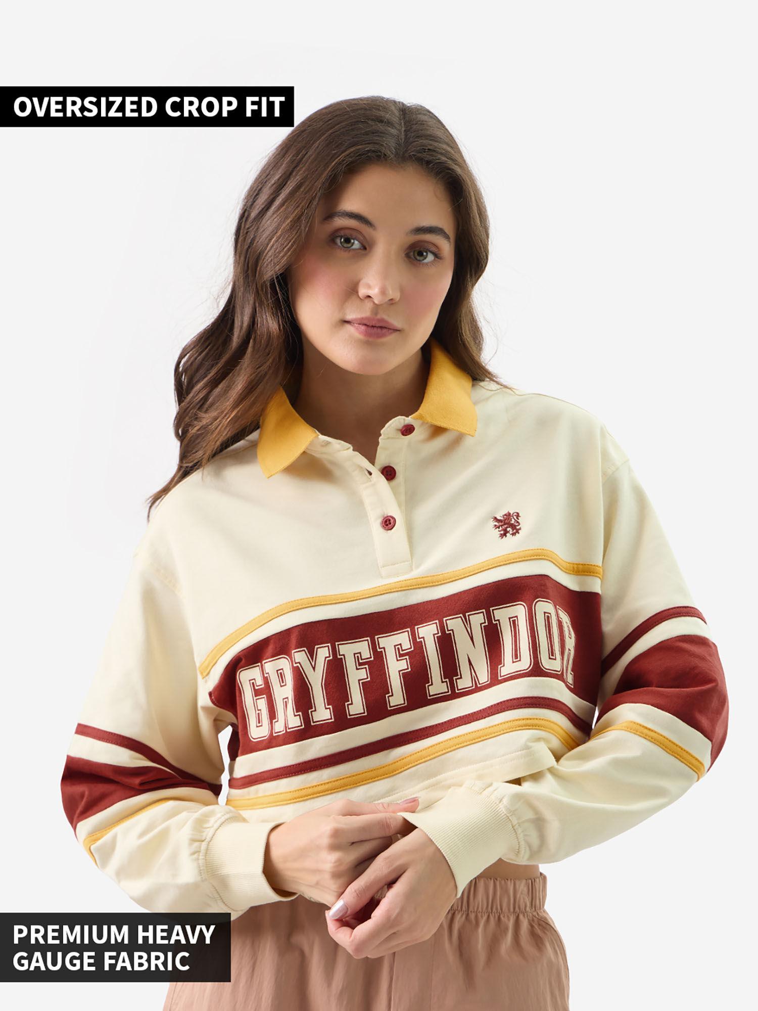 official harry potter: gryffindor women cropped rugby polos